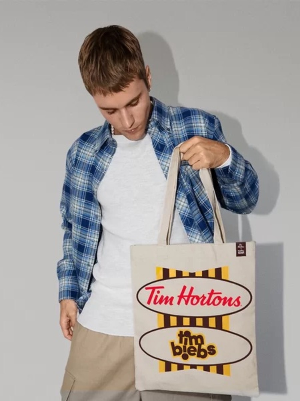 Tim Hortons x Justin Bieber Beige Canvas Tote Bag
